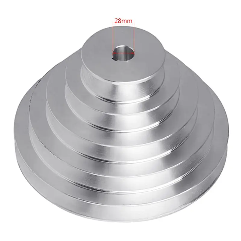 Alumínio a tipo Step Pagoda Polia Roda 150 mm Diâmetro Exterior para V-shaped Timing Belt Drop Ship