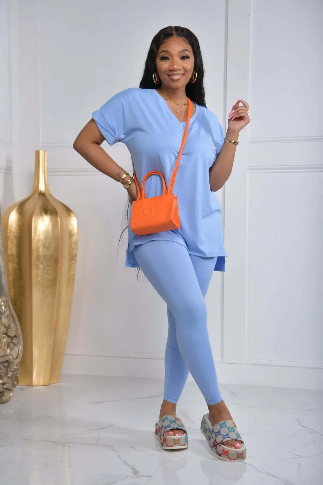 Solid V Neck Casual Loose Long Pant Set 2024 Summer 2 Two Pcs Sets Casual Tracksuits Street Outfits -- Color : Ivory - Size : XL