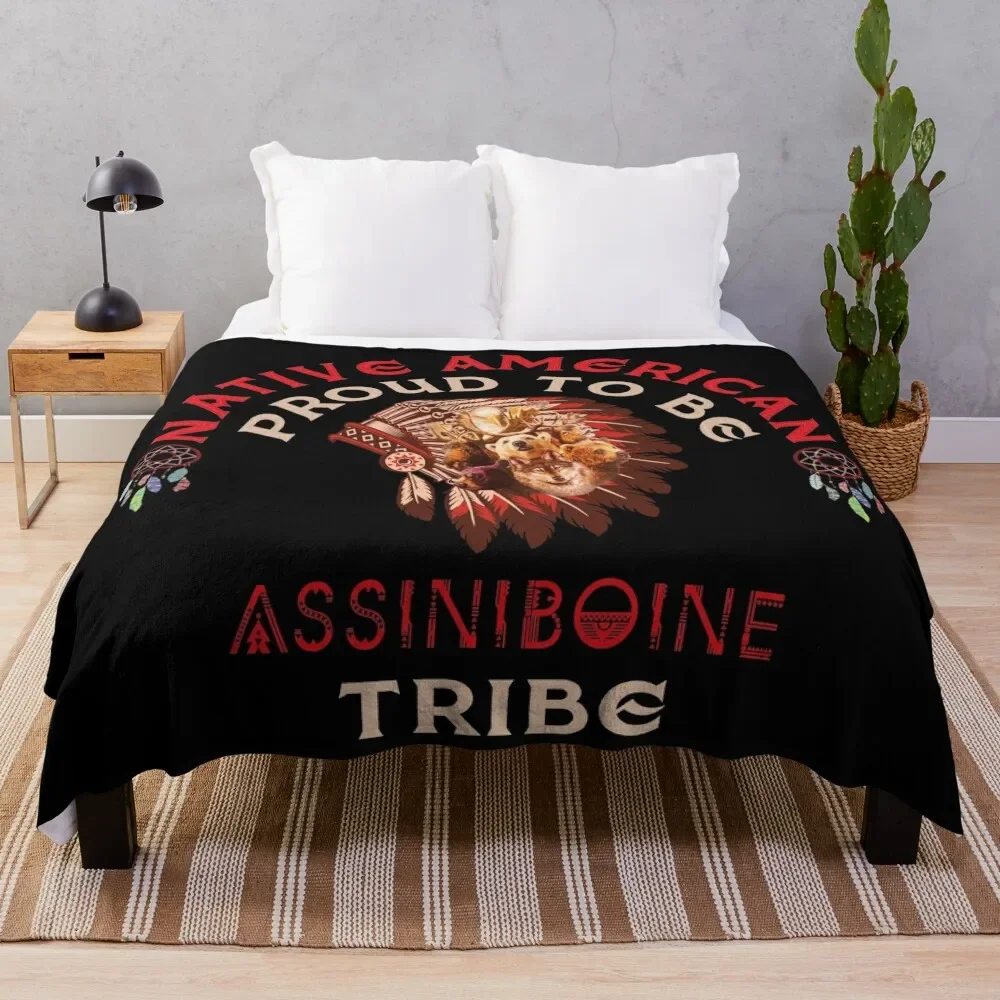 

Native American : Proud To Be Assiniboine Tribe Throw Blanket Dorm Room Essentials Bed Blankets