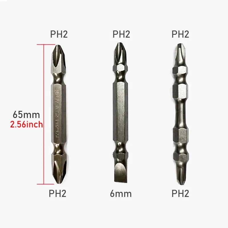 LAOA 10pcs 스크루 드라이버 비트 65mm 슬롯 형 필립스 스크루 드라이버 PH2 전기 드릴 스크루 드라이버 헤드
