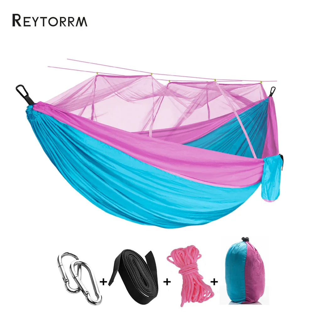 Double camping hammock with mosquito net portable bug insect netting