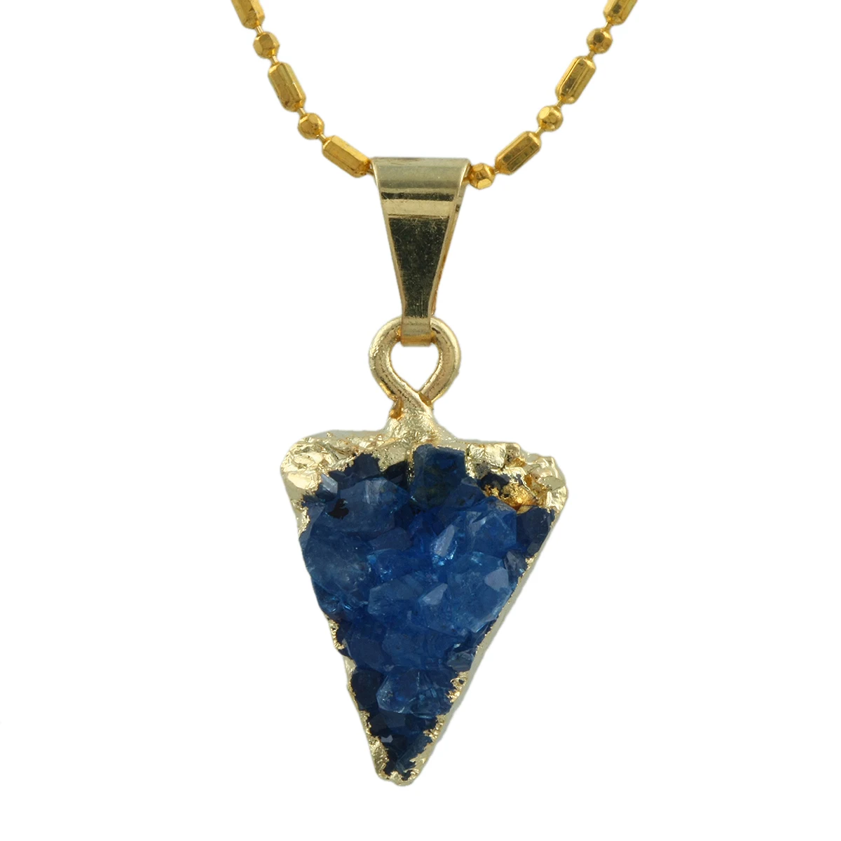 

Gold Color Reiki Healing Geode Druzy Agate Pendant Triangle Square Crystal Stone Pendant For Diy Necklace Women Jewelry