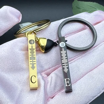 Personalized Music Code Keychain for Couple Friends Gifts