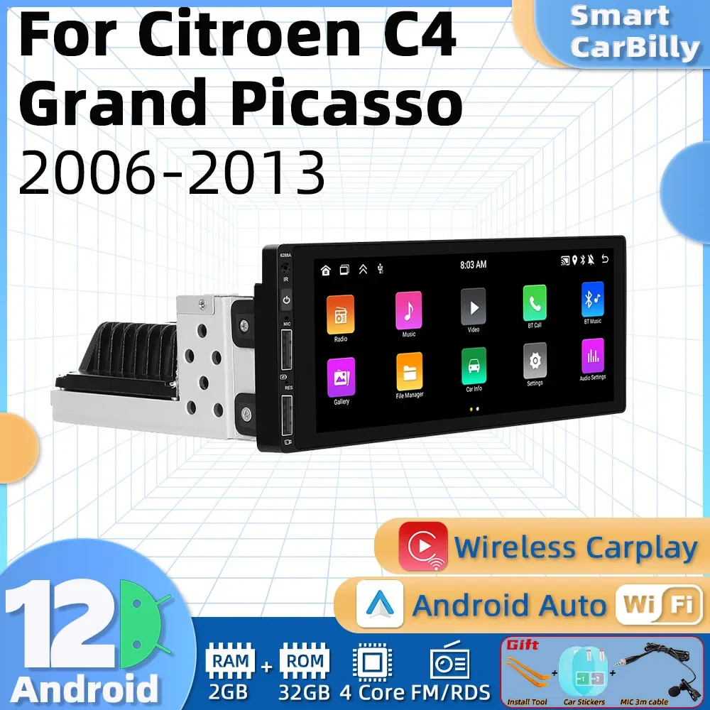 

1din Android Car Multimedia for Citroen C4 Grand Picasso 2006-2013 1 Din Radio Stereo Head Unit Carplay Autoradio GPS Navigation