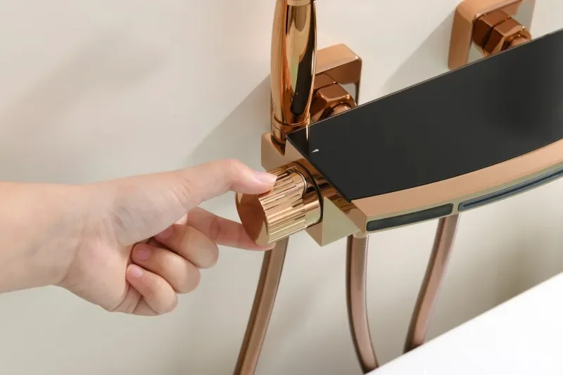 Description Picture 4 of item3 function bathtub faucet cold and hot thermostatic faucet water led bath faucet bathtub mixer water constant  tap