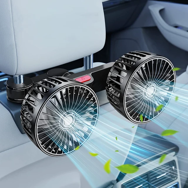 Car Fan 360° 3-speed Car Seat Back Cooling Fan USB Charge Dual Head Fan Adjustable Rotation Neck Cooler for Car Home Accessories 1