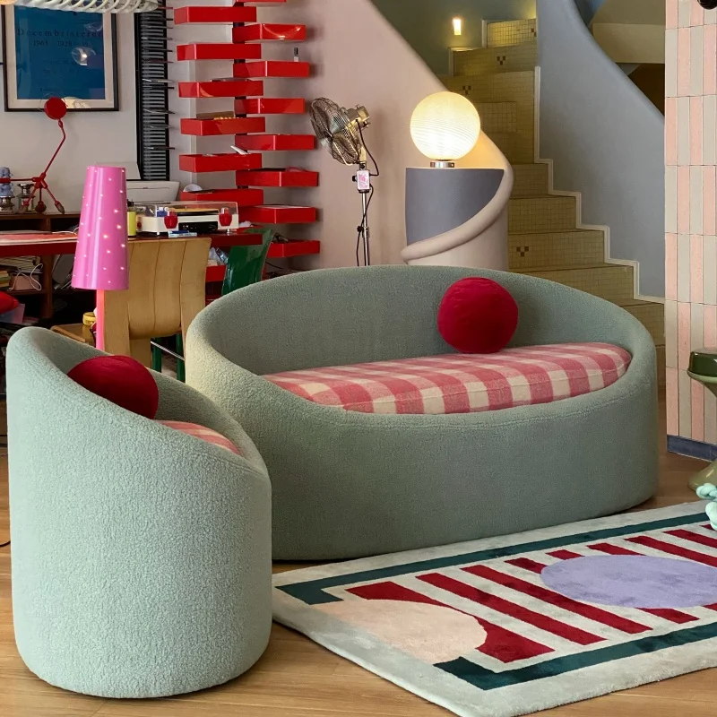 Crush cups in the antique style cute lamb's wool soft package contrasting lazy storage small household sofa 8