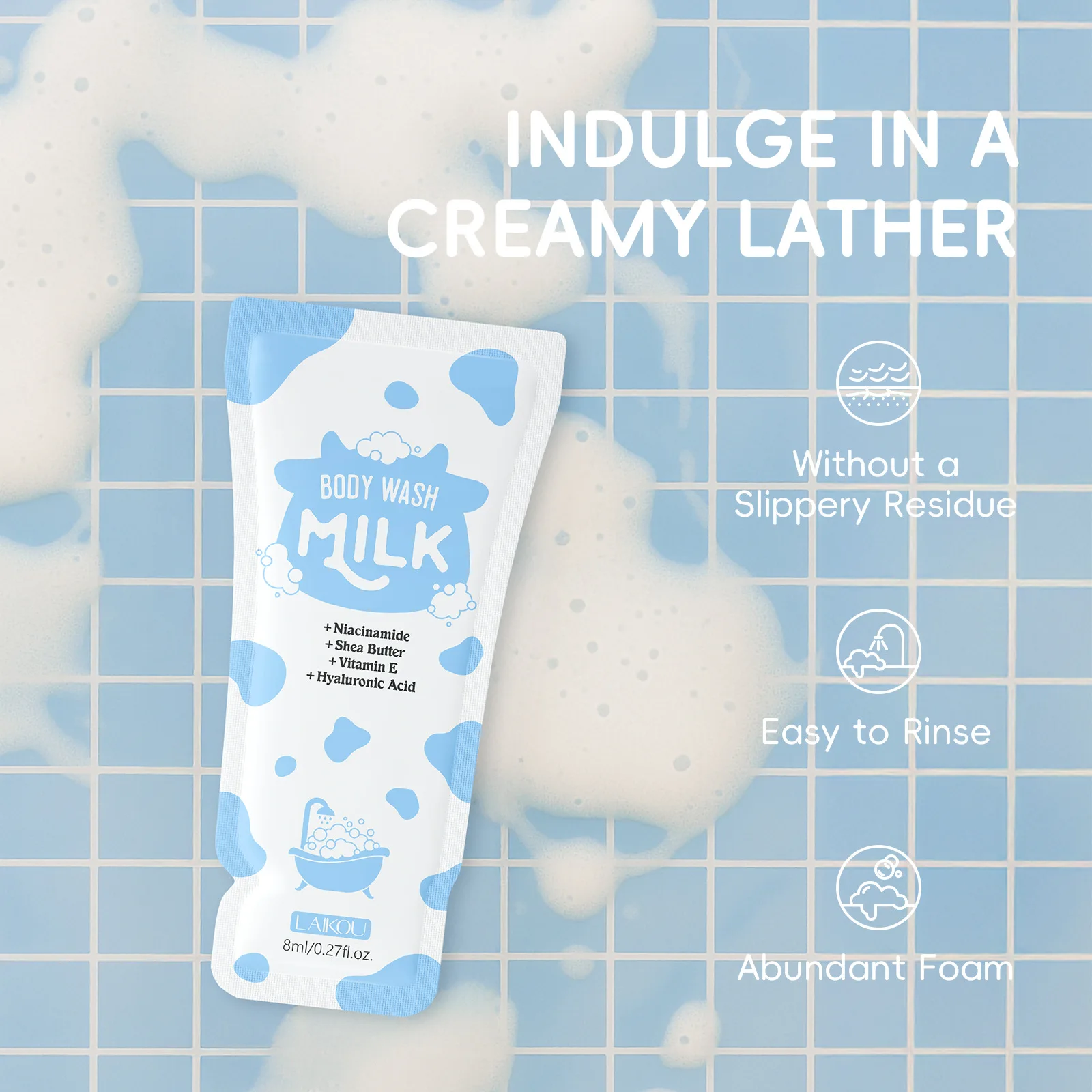 10pcs Milk Shower Gel 8ml/bag Moisturizing and Fragrant Hydrating Shower Gel Easy To Carry When Traveling, Unisex