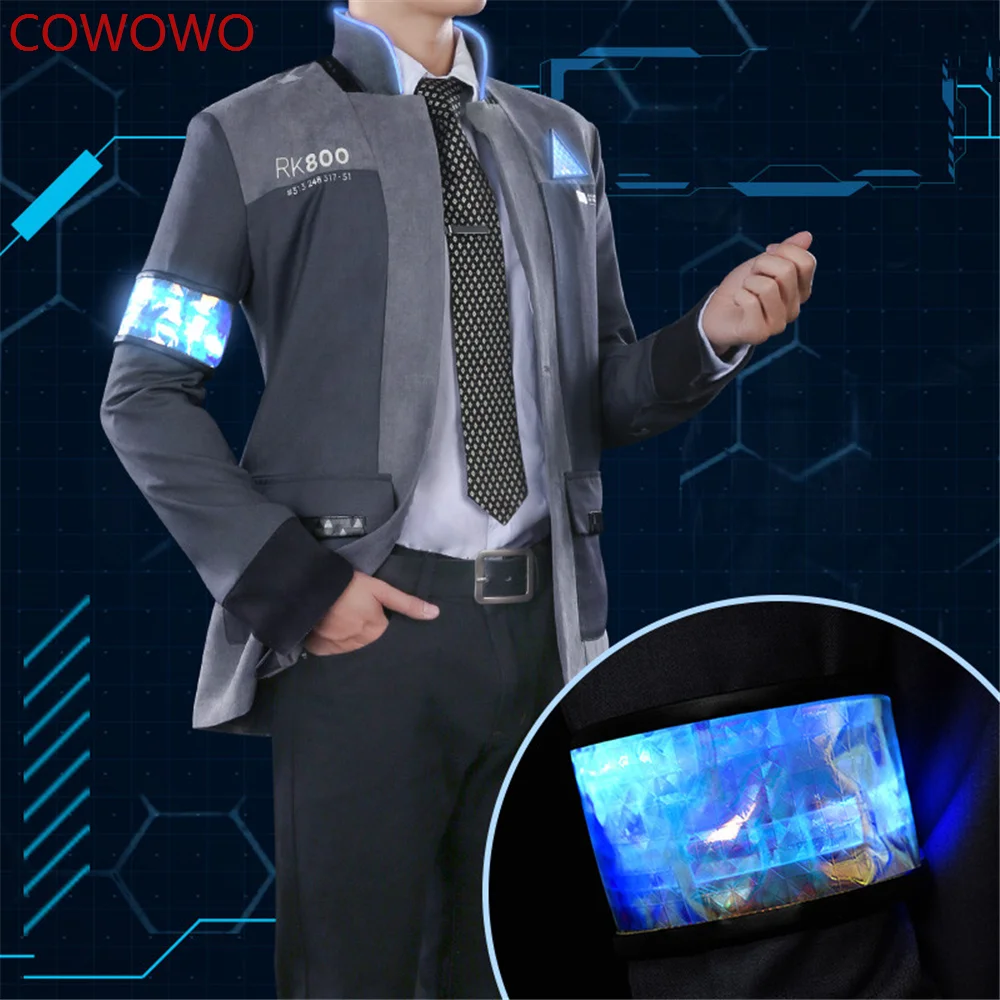

COWOWO Detroit: Become Human Anime Connor RK800 Cosplay Costume Uniforms Full Sets Halloween Costumes Connor Coat+Shirt+Pants