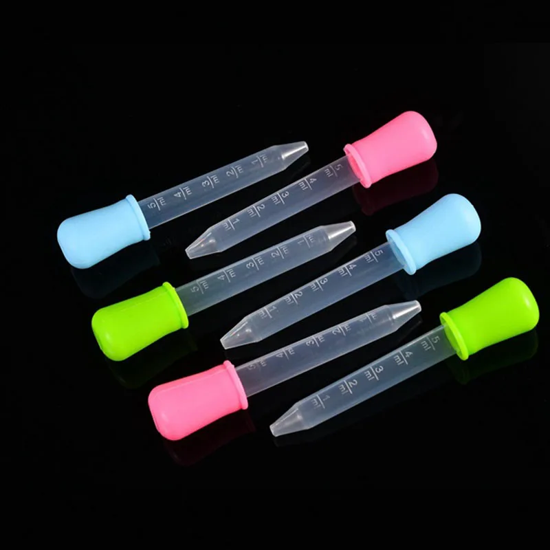 5PCS 5ml Small Silicone Plastic Pipette Dropper Feeding Medicine Liquid Eye Ear Pipette Dropper Lab Experiment Toys Gift