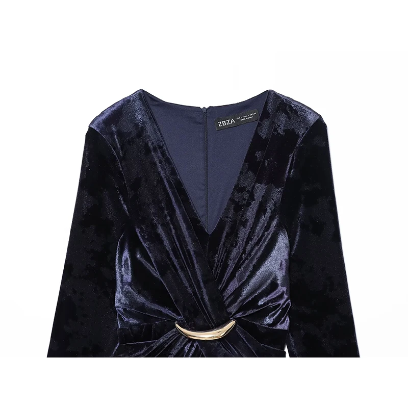 2025 New Women Fashion Velvet Dress Elegant Long Dresses V neck Ruched Chic Dresses For Women Long Sleeve Evening Party Dress