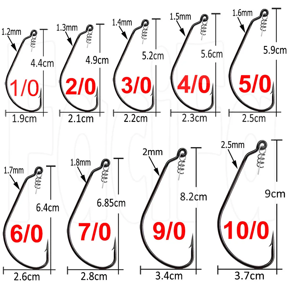 20 pcs Fishing Worm Hook with Spring Twist Lock For Soft Worm Lure