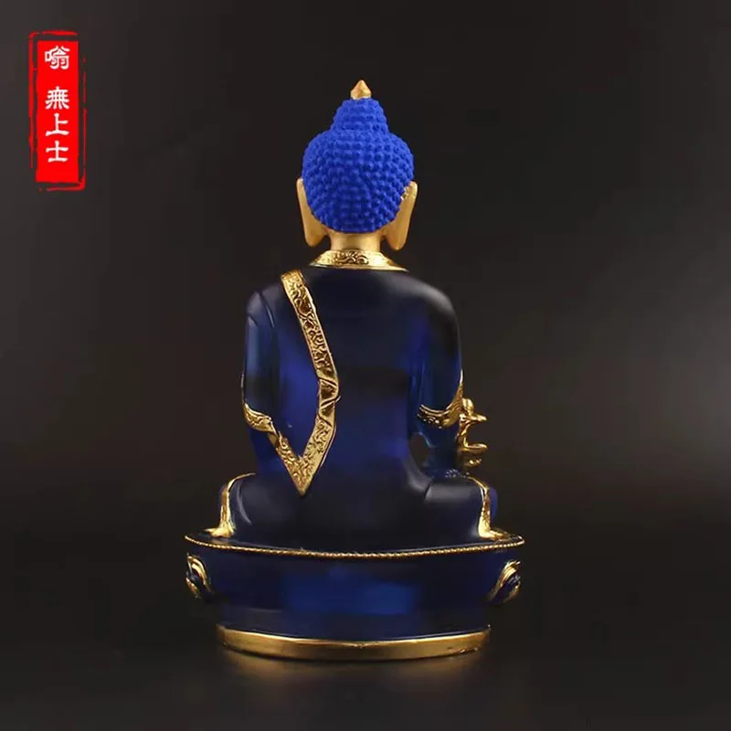 Blue Color Resin Medicine/Pharmacist Rulai Buddha Statue,Tibetan Keep Safe Suppliers Home Putting Decorations Figurines 20cm