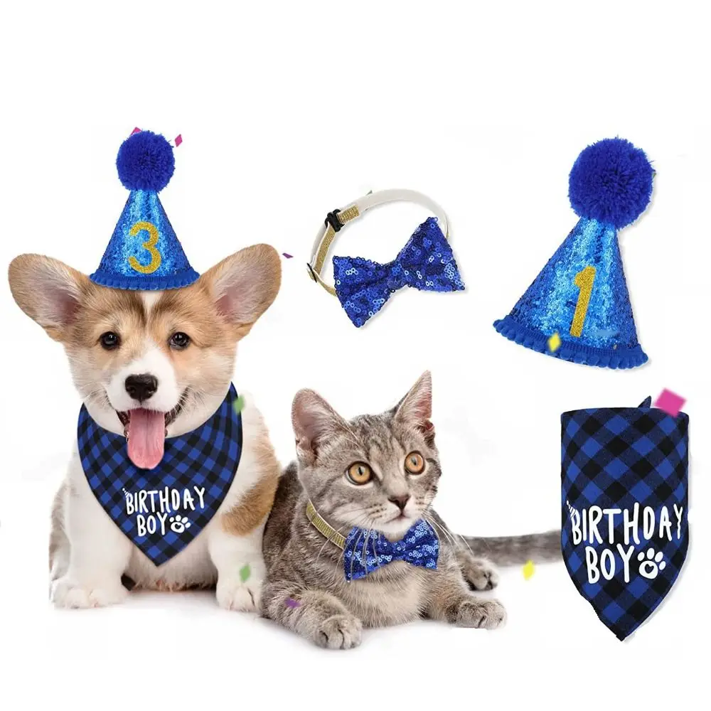 Pet Party Decoration Set Dog Birthday Triangle Scarf Hat Bow Tie Dog Birthday Decoration SuppliesDog Supplies для собак Cat 2