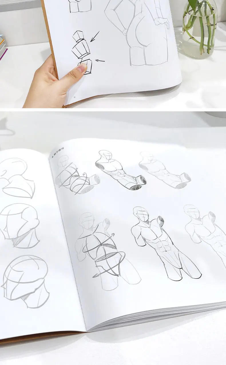 Menschlichen Körper Struktur Dynamische Skizzieren Linie Entwurf Kopie Zeichnung Papier Kopie Farbe Anime Charakter Skizzieren Malerei Tutorial Buch – Detail 22
