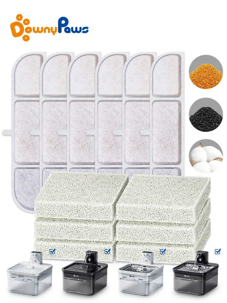 Activated Carbon Filter For Cat Water Fountain Replacement Filters 6/12 PCS for Pet Automatic Drinking Fountain