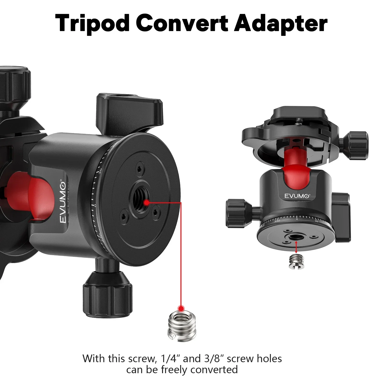 C4 Tripod Ball Head 360° Panoramic Ballhead Mount Adapter Low Profile 1/4''Arca