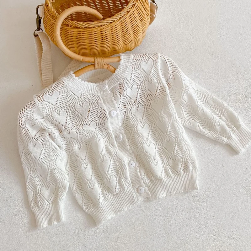 Spring New Baby Clothing 0-3 Year Old Girl Sun Protection Air Conditioning Shirt Long sleeved Knitted Hollow Coat baby girls sweater