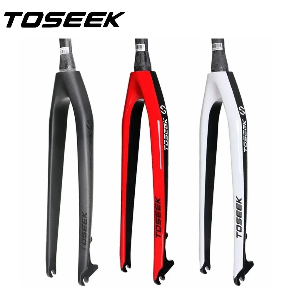 

TOSEEK Carbon Fibre Rigid Fork MTB Bicycle Mountain Front Fork 26er 27.5er 29er Steerer Tapered Tube White Red Black