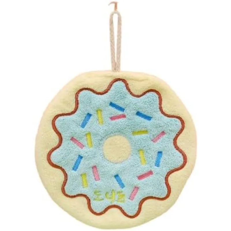 Cartoon Toast Hand Towel | Hanging Kitchen Baking Series Cloth, Thick Absorbent Bathroom Square Towel for Home Use Convenient