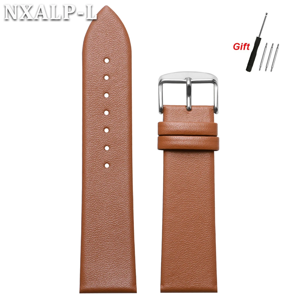 Premium Ultra-Thin Calf Leather Watch Strap - Soft Genuine Leather Band