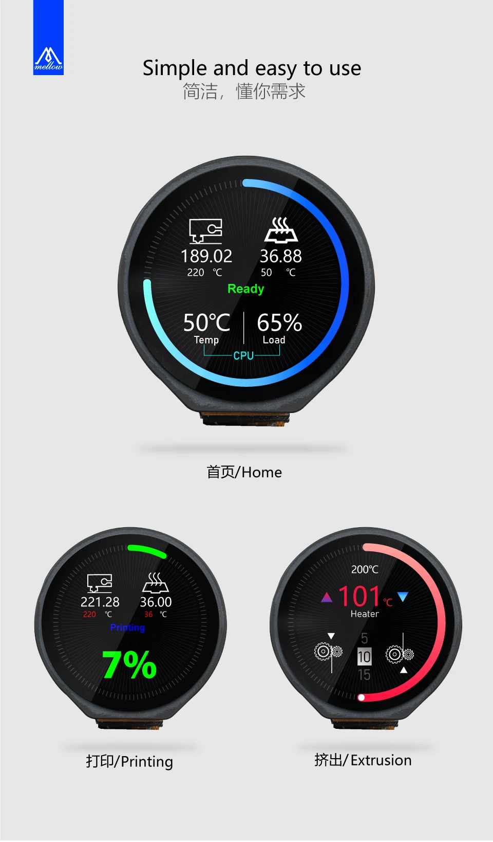 Circular Touch Screen para impressoras 3D com