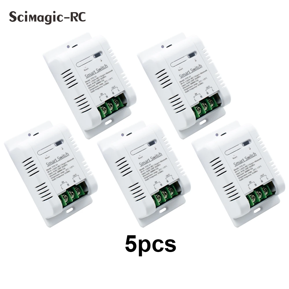 

5pcs 3000W Tuya 220V Smart Temperature Monitoring WiFi Switch Relay Module Control RF Receiver Work for Alexa Google Home