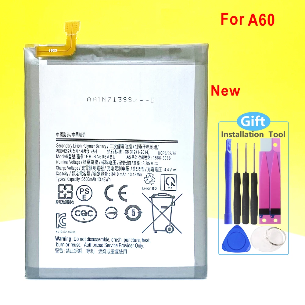 New EB-BA606ABU Battery For Samsung Galaxy A60 SM-A606F/DS SM-A6060 SM-A606F Phone Replacement