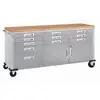 UltraHD Heavy Duty Rolling Cabinet Workbench with Solid Wood Top Industrial Strength Storage Garage Workshop Organizer 77" x 20" 1