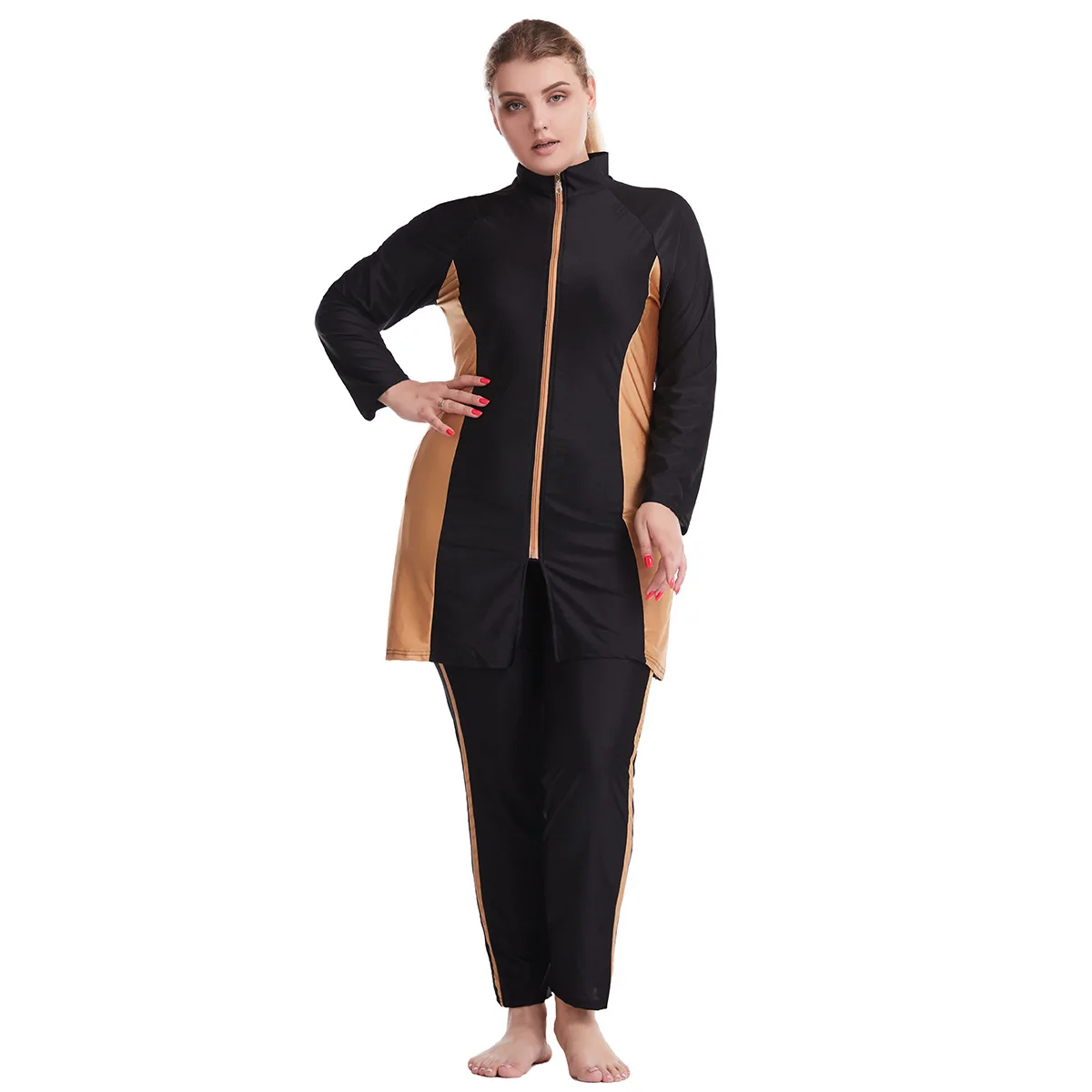 Costumi Da Bagno Musulmani Completamente Ricoperti Hijab + Cardigan + Leggings 3 Pezzi Costumi Da Bagno Islamici Plus Sizexl-6Xl Costumi Da Bagno Da B