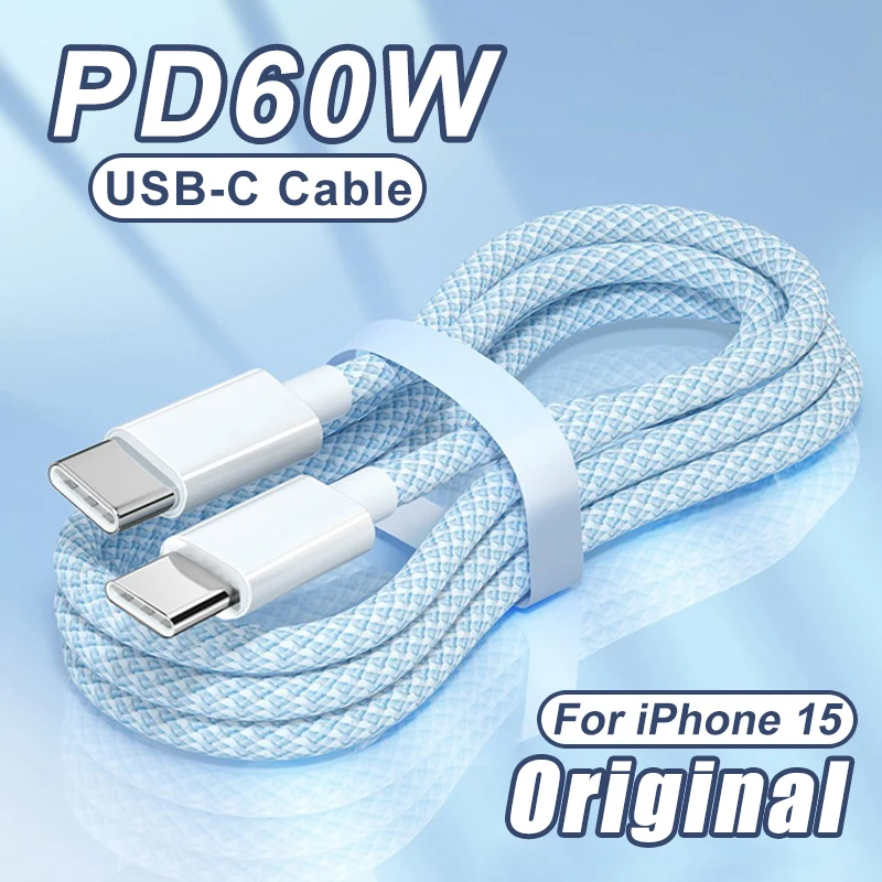 Cavo Originale Da 60W Pd Fast Charger Usb-C Per Apple Iphone 15 Pro Max Samsung Xiaomi Usb Da Tipo C A Cavo Di Tipo C Accessori Per Telefoni