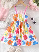 Combinaison d'été pour fille avec grand nœud et imprimé floral - style vacances mignon, tendance, idéale pour les déplacements quotidiens 2
