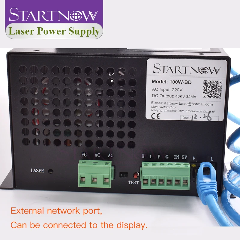 Startnow-fuente de alimentación láser 100W-BD con pantalla de visualización para máquina cortadora de grabado de tubo láser CO2, piezas de repuesto, dispositivo PSU de 100W