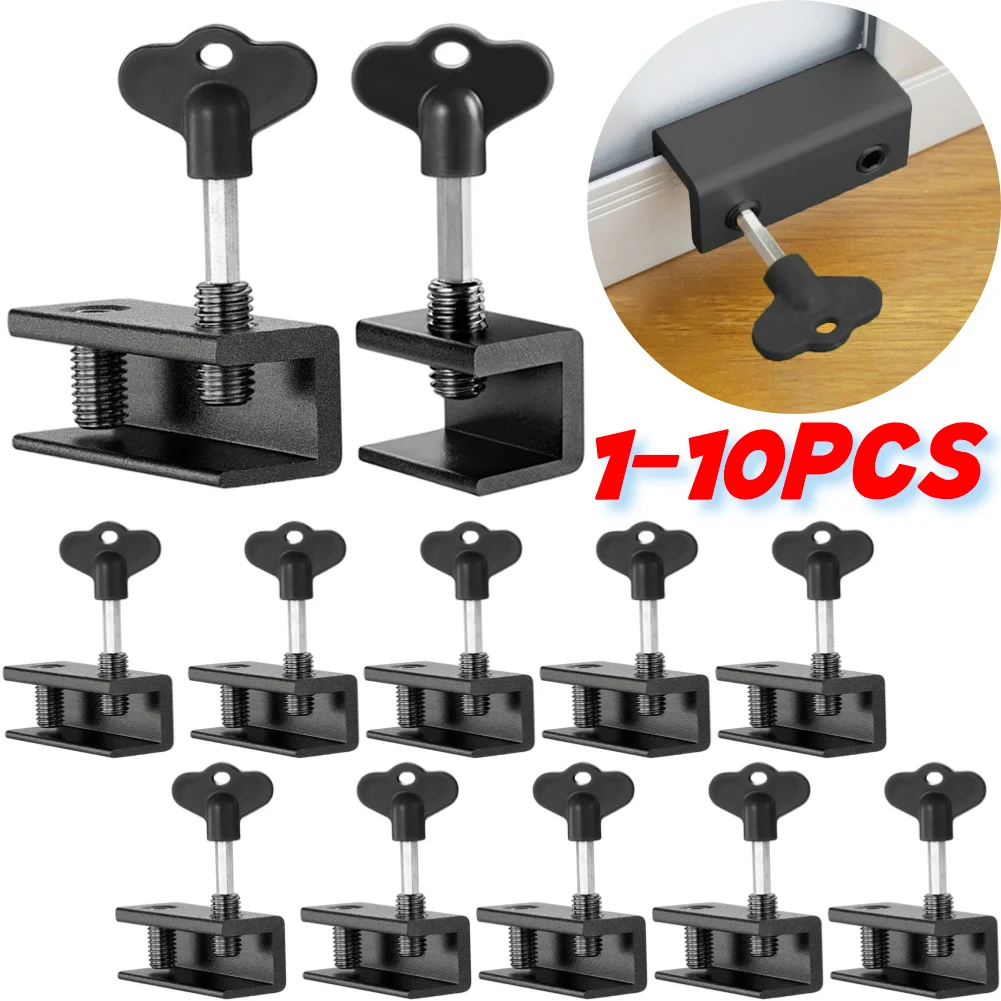 1-10PCS Security Window Door Lock Window Limit Stop Locks with Key Wrench Aluminium Alloy Door Limiter Lock Kids Guards