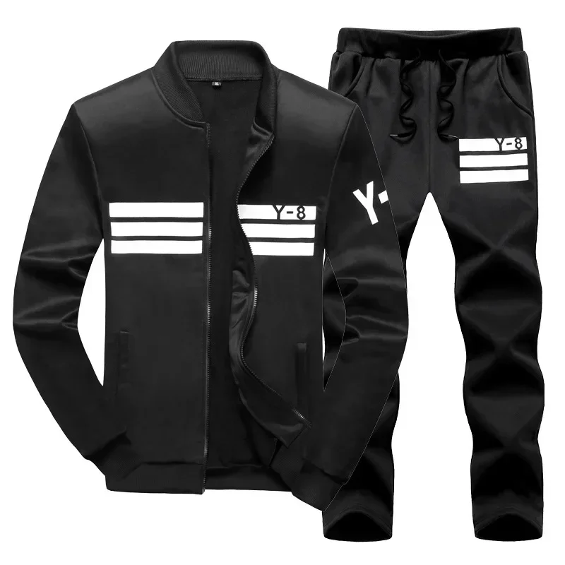 

Tracksuit Men Sportswear Sets Thin Running Sports Fitness Tracksuit Male Two Pieces Sweatshirt+Sweatpant Gym Men Outfit Set