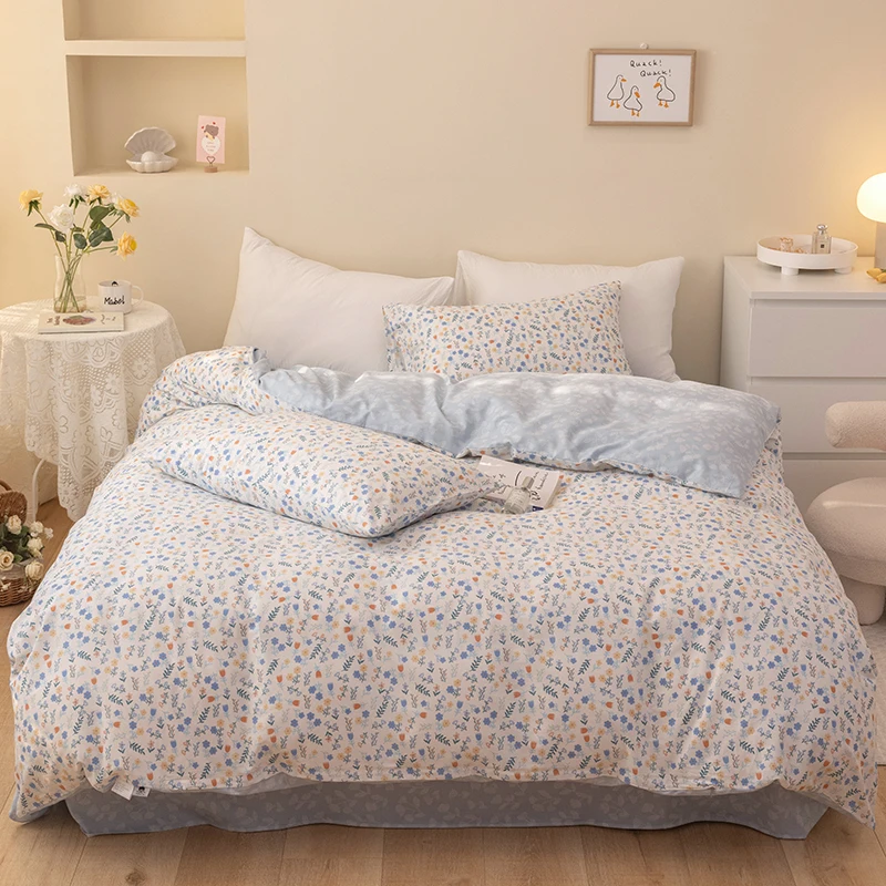 

100% Cotton Small Fresh Printed Duvet Cover, Single and Double Quilt Cover 200x230, High-quality Skin-friendly Breathable Fabric