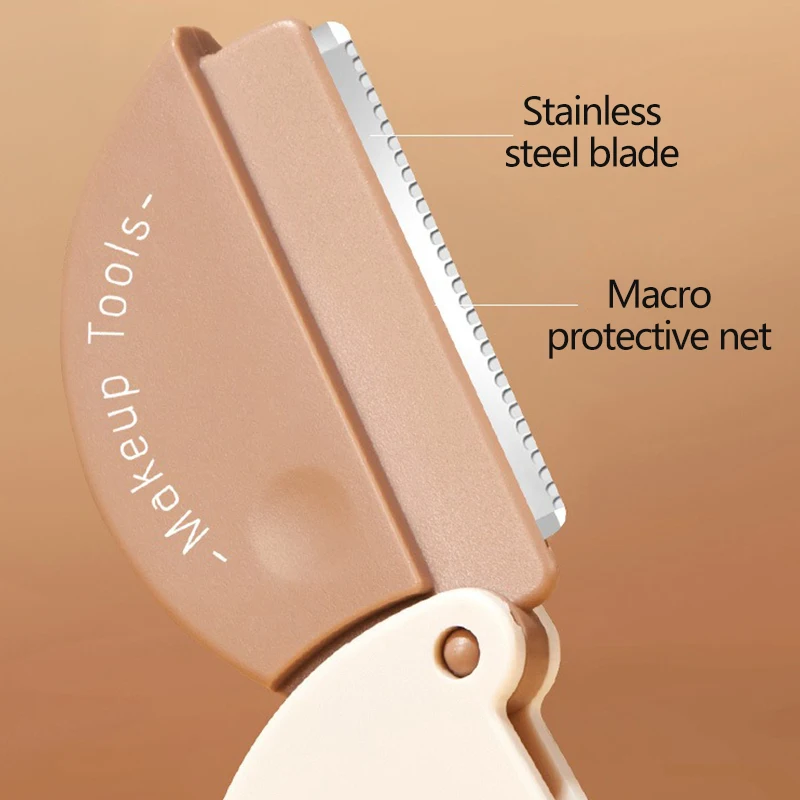 Round Folding Eyebrow Trimming Knife Stainless Steel Blade Shaver Portable Eye Brow Hair Removal Eyebrow Cutting Makeup Tool