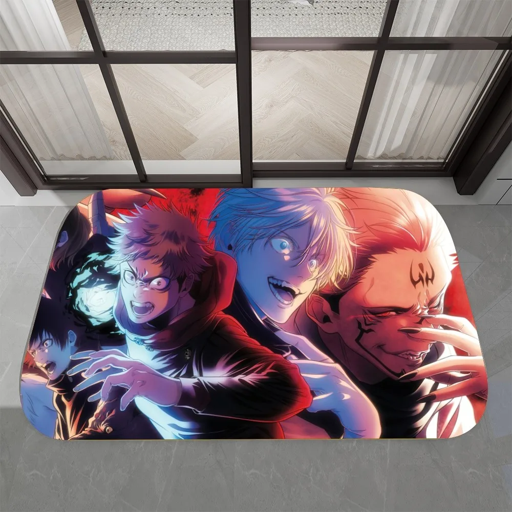 애니메이션 J-Jujutsu Kaisen 바닥 매트, 그래픽 인쇄 플란넬 도어 매트, 욕실 주방 입구 카펫 홈 데코