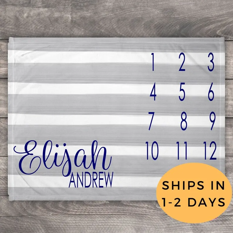 

Personalized Baby Blanket Milestone, Modern Baby Blanket, Photo Blanket, Custom Photo Blanket, Baby Shower Gift Idea