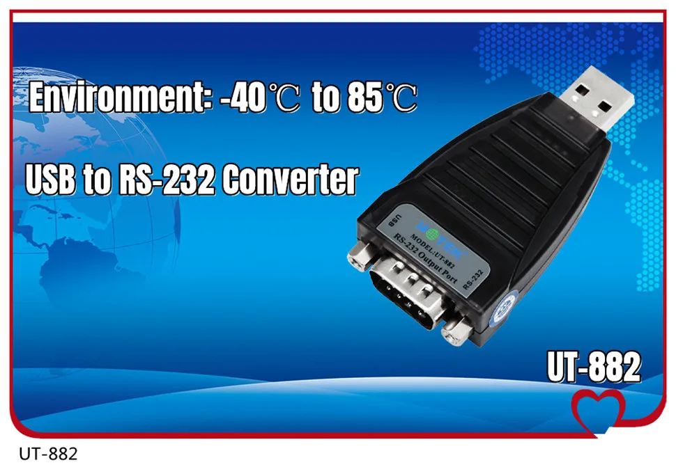 UOTEK 3M USB to RS232 Converter DB9 USB2.0 RS-232 Conversion Cable Serial Connector COM Adapter with Imported Chip UT-880J
