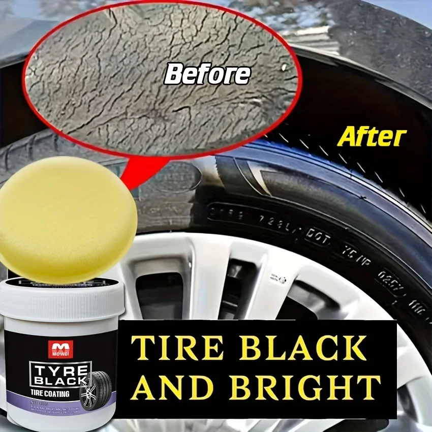 Tire Blackening Coating Wax-Hydrating Luster and Protection, Anti-Aging Tire Care Coating with Sponge Applicator