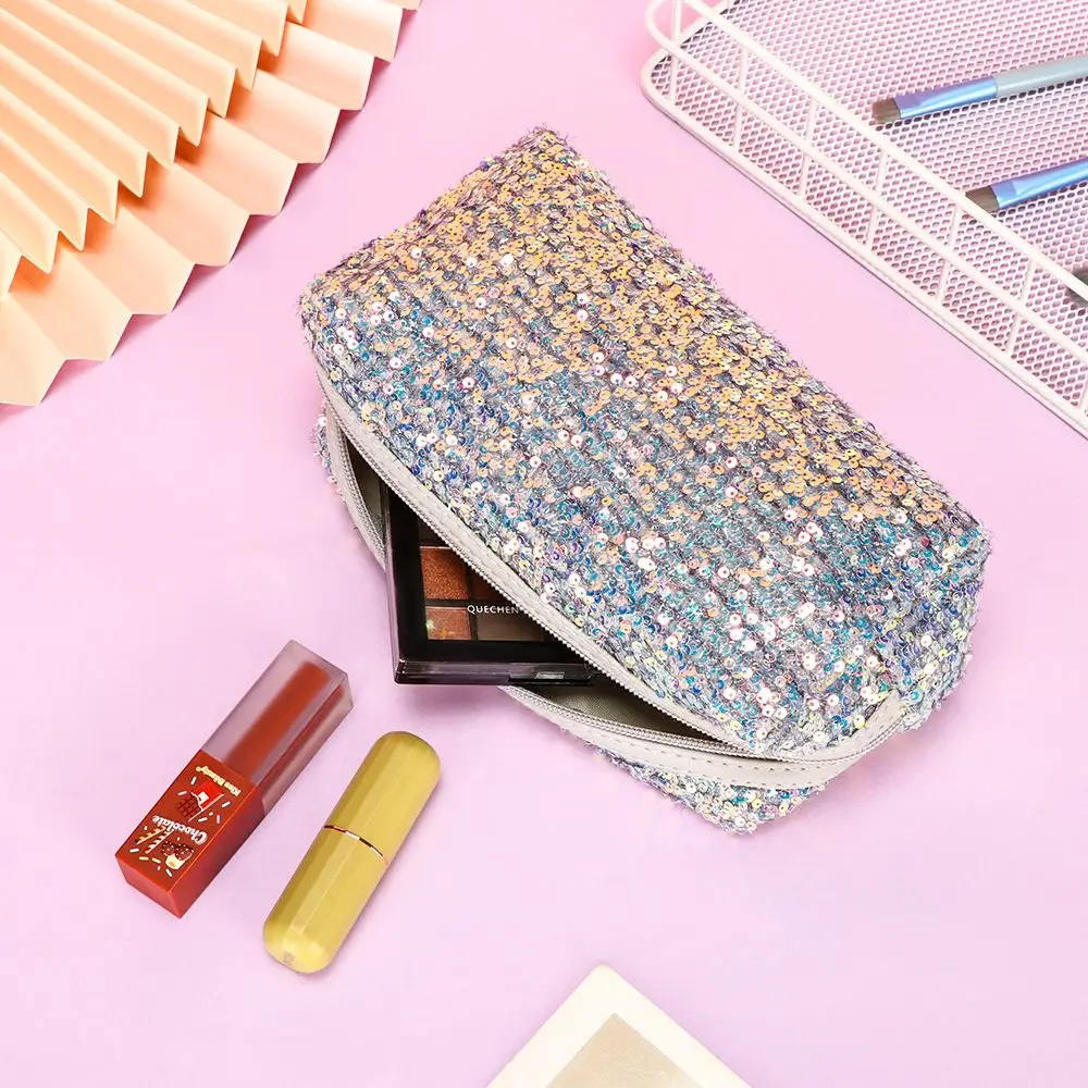 New Fashion Glitter High-capacity Makeup Bag Mermaid Sequin Pen Bag Cosmetic Storage Bag Lazy Makeup Zipper Pouch Handbags 3