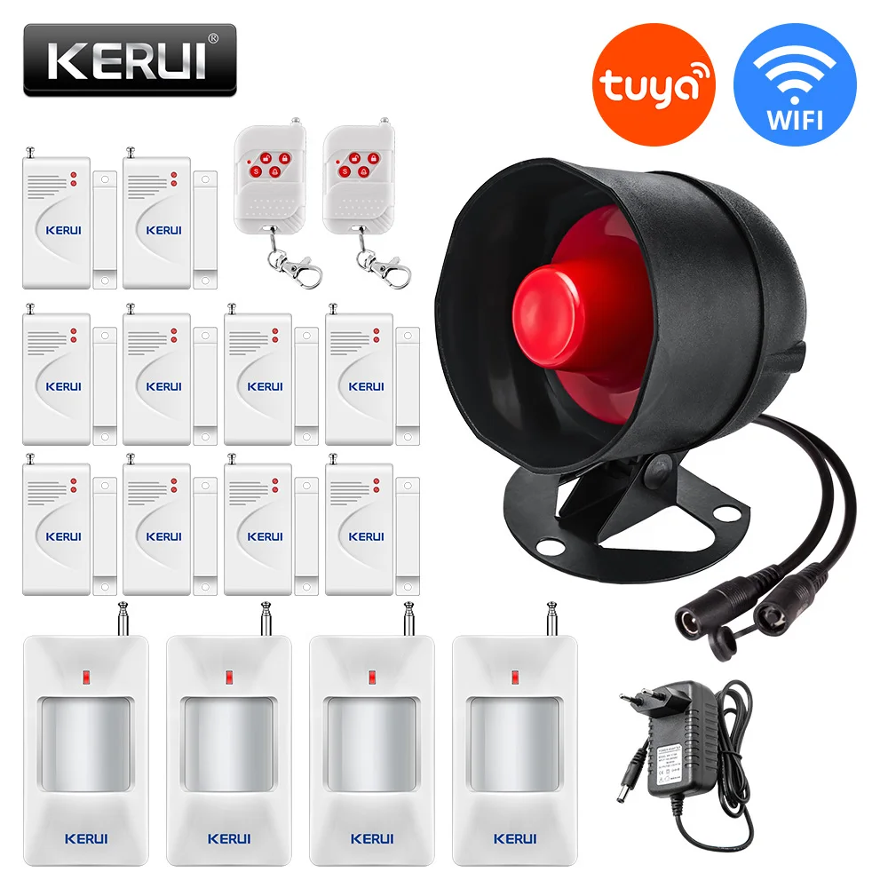 Kerui Tuya Smart Wifi Sistema Di Allarme Di Sicurezza Wireless Sirena Home Antifurto Sensore Di Movimento Porta Tuya App Controllo Remoto