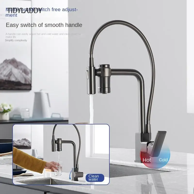 Filter Water Kitchen Faucet Household Kitchen Faucet With Dual Control Of Hot And Cold Rotatable Purification Water Mixer Tap