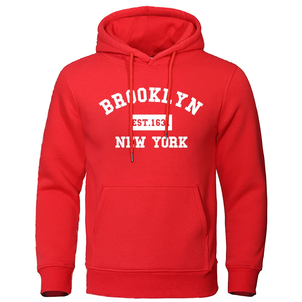 

Brooklyn Est. 1631 New York Letter Printing Hoodies Men Fashion Loose Hoody Casual Fleece Streetwear Hip Hop Pullover Tracksuit
