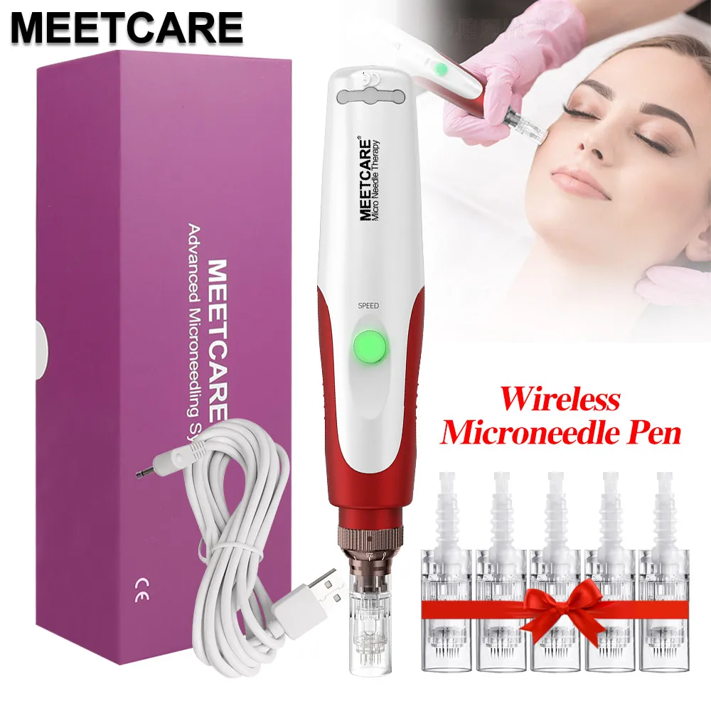 Wirless MYM Derma Microneedle Pen with 5 Speed Cartridge Micro Needle Facial Mesotherapy Professional Microneedling Skin Care
