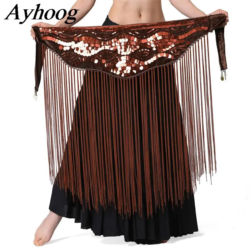 

Women Adjustable Sequins Belly Dance Hip Scarf Shiny Tassels Carnival Rave Performance Wrap Skirt Lady Belly Dancing Waist Chain