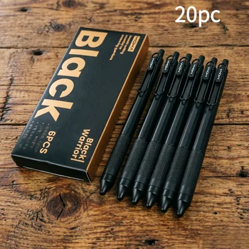 Confezione da 20 (contiene 6 penne + 14 ricariche), penne retrattili nere per studenti e uso ufficio, 0. Punta sottile da 5 mm, regalo per le festività, inchiostro nero, ideale per prendere appunti e scrivere, perfetto per ufficio e studio, scelta ideale per regali di compleanno, Natale, Halloween, Capodanno e regali per amici, regali di Pasqua.