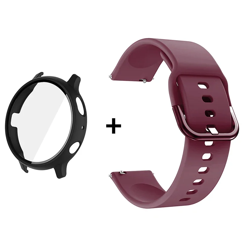 Premium Accessory Bundle: Glass Case, Strap, and Screen Protector with 20mm Watch Bands and PC+Bumper Cover