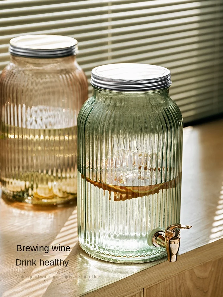 Water Pitcher Household Juice Tank Drinks with Faucet Tea Barrel Glass  NIUBI Barrel Refrigerator Cold Water Bottle